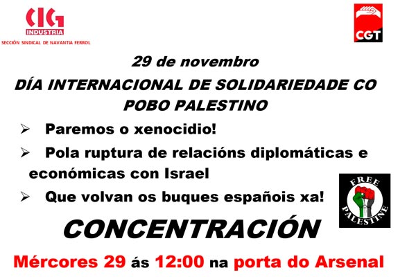 29N: CGT y CIG convocan concentración a las 12h. en Navantia-Ferrol