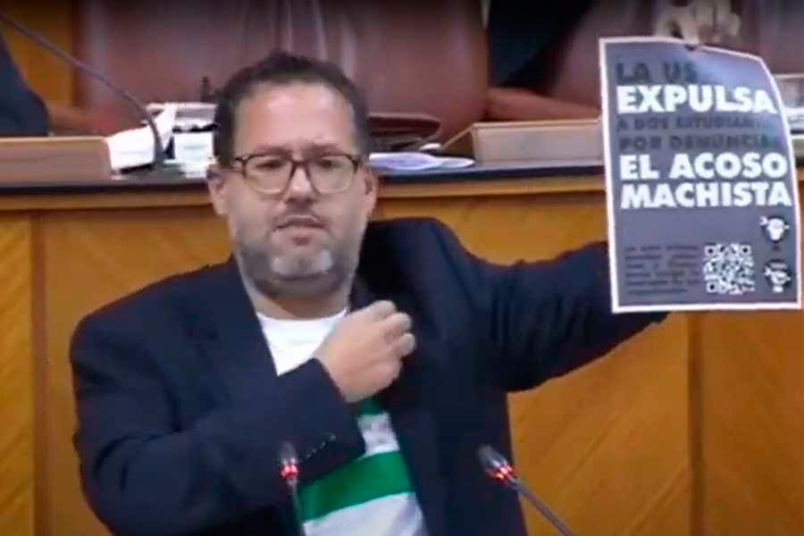 Intervención de Adelante Andalucía en el Parlamento andaluz contra las expulsiones en la US por denunciar el acoso machista