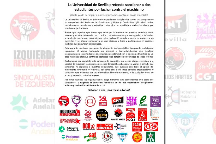 Más de 25 organizaciones firman la declaración contra la represión de la US a nuestras compañeras