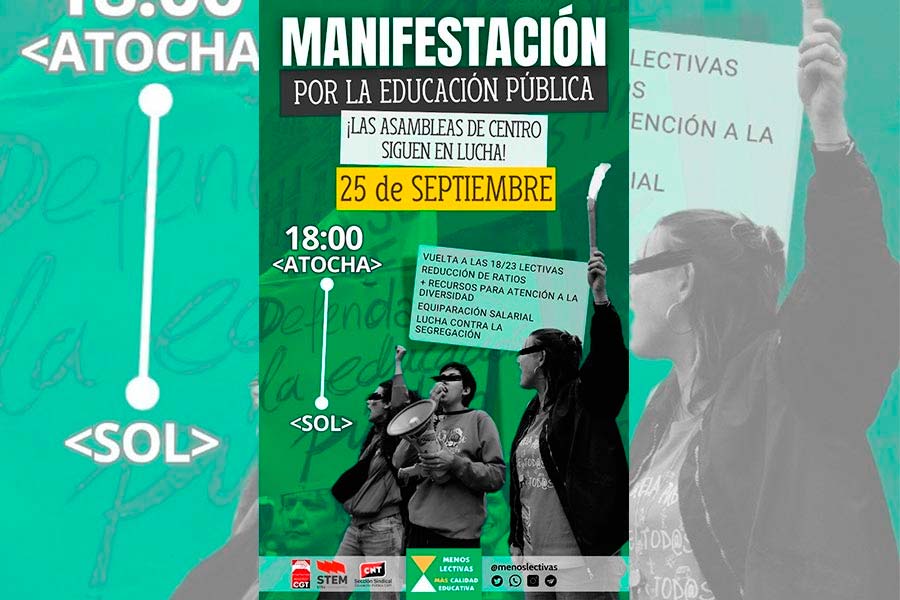 Madrid. 25 de septiembre: ¡seguimos en pie de lucha por la educación pública!