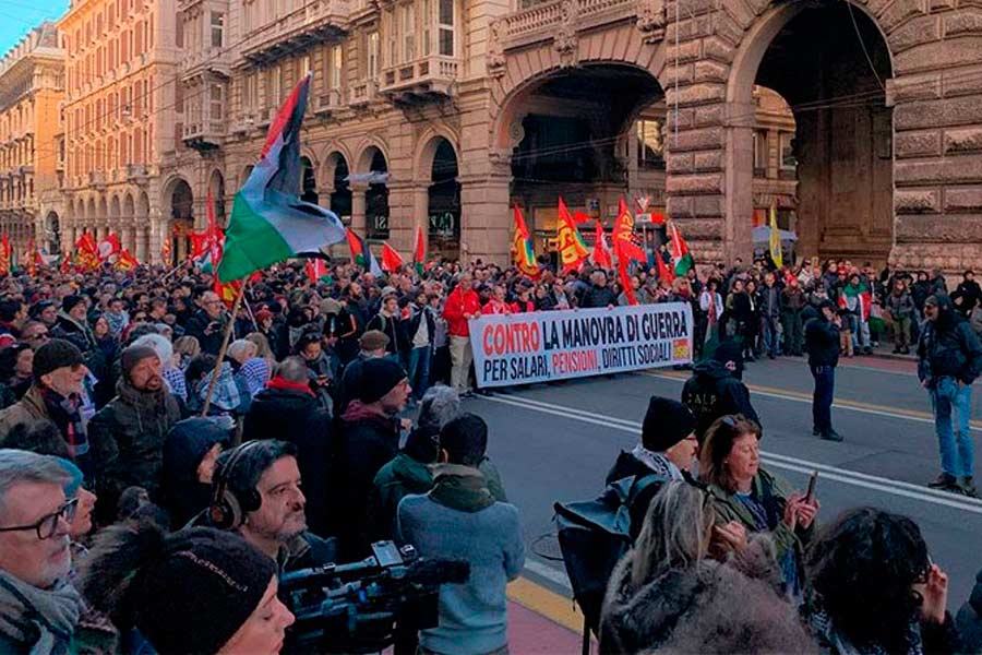 28N - Huelga general en Italia contra los presupuestos de guerra y el genocidio
