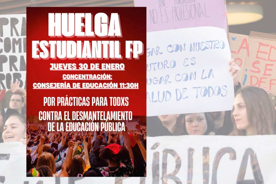 El 30 de enero, ¡la FP pública de la Comunidad de Madrid va a la huelga!