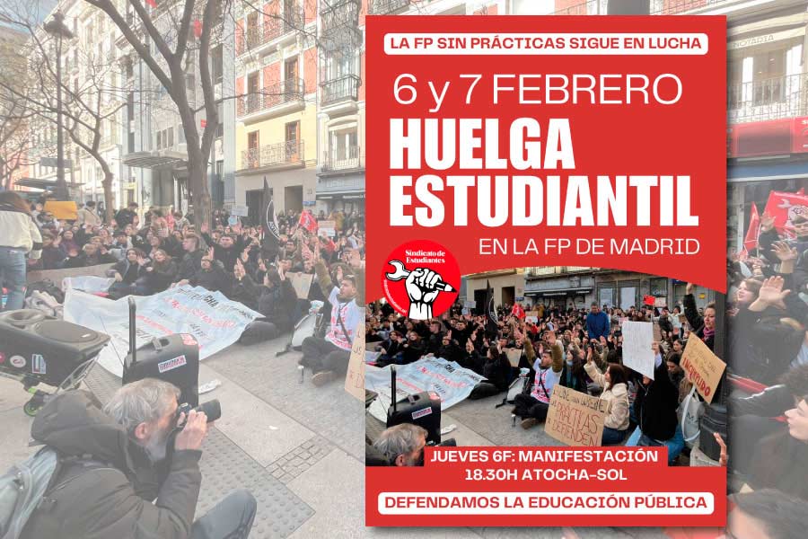 La FP pública sin prácticas sigue en lucha. ¡El 6 y 7 de febrero volvemos a la huelga!