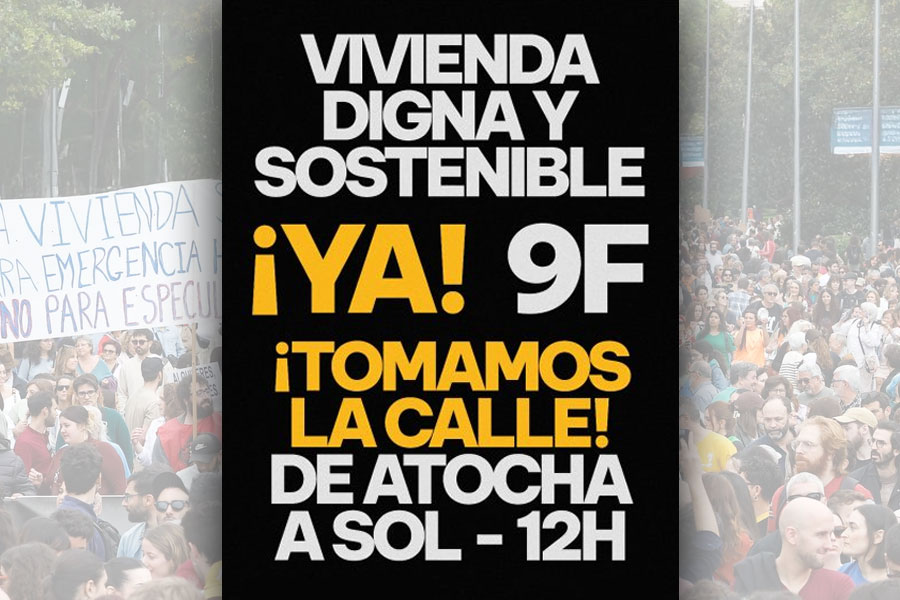 El próximo 9 de febrero: TODOS a la manifestación convocada en Madrid por el derecho a UNA VIVIENDA DIGNA