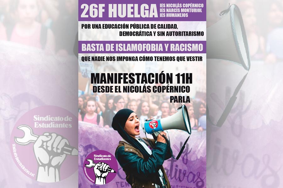 26 de febrero: Huelga estudiantil en Parla contra la islamofobia y el racismo. Que nadie nos imponga como tenemos que vestir