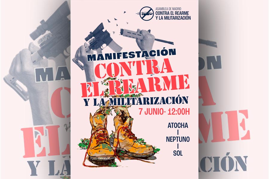 7J en Madrid. Tomemos las calles contra el rearme y los presupuestos militares del Gobierno