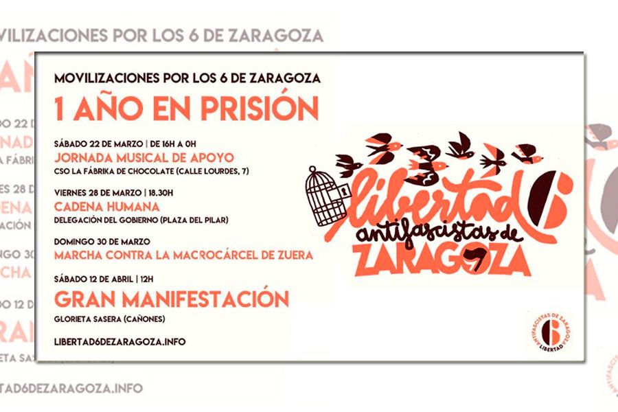 Un año en prisión: ¡Libertad para los 6 de Zaragoza!