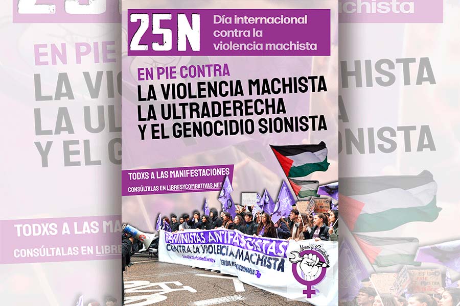 25N. En pie contra la violencia machista, la ultraderecha y el genocidio sionista. ¡Todxs a las manifestaciones!