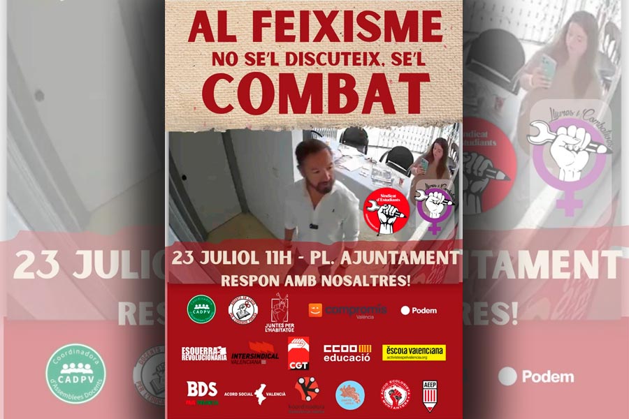  Concentración antifascista. Jueves 23 de julio frente al Ayuntamiento de Valencia