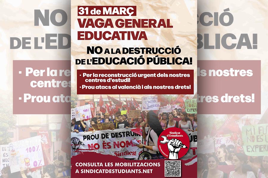 31 de marzo. Huelga general educativa en el País Valencià: defendamos la educación pública