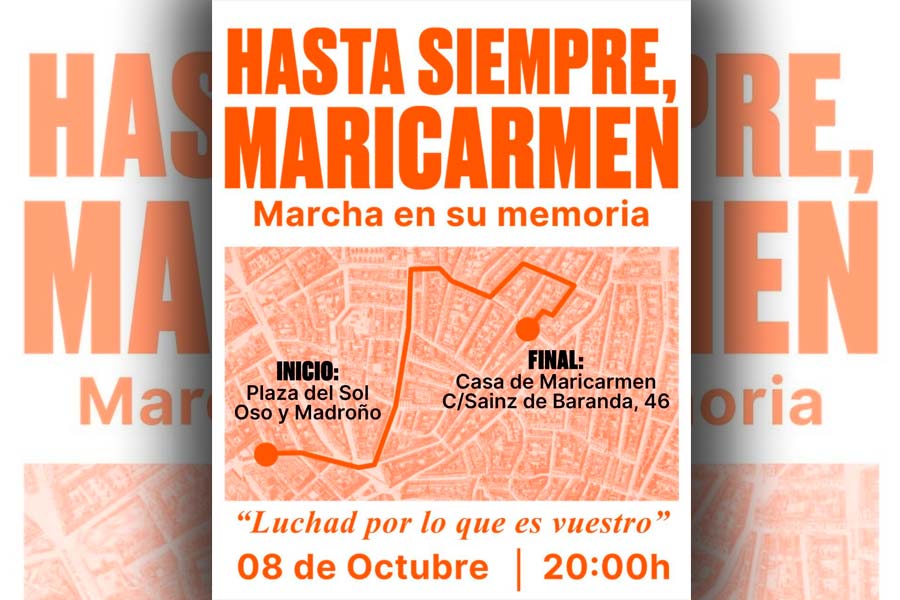 Hasta siempre Maricarmen. Marcha en su memoria. ¡Acude!