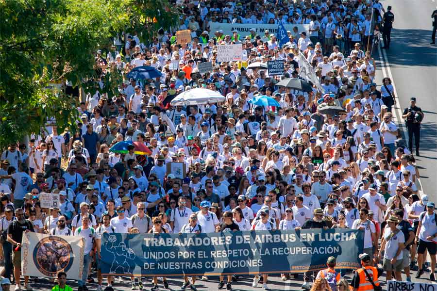 La plantilla de Airbus demuestra su fuerza en las calles de Madrid.  ¡Esto no se para!
